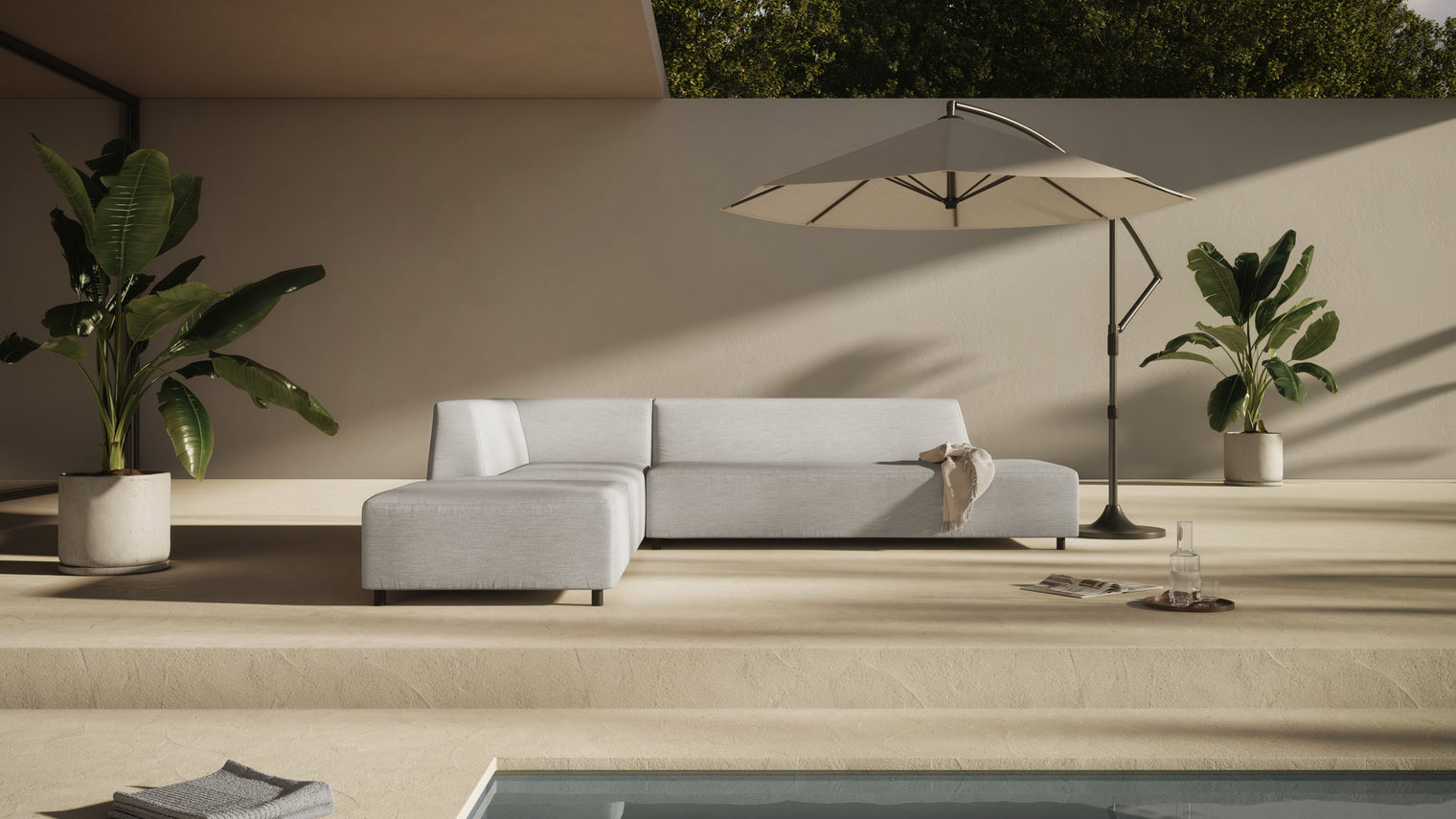 Acqua - Acqua Outdoor Sectional, Left Corner, Dove Gray Performance Weave