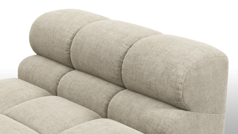 SUPERIOR COMFORT | Designed with the easy-going, informal ethos of the 1970s in mind, the Tufty modules are generously proportioned, coming together in a bench-like base with barely-there connections, allowing plenty of room for you to lean back and curl up in comfort.
