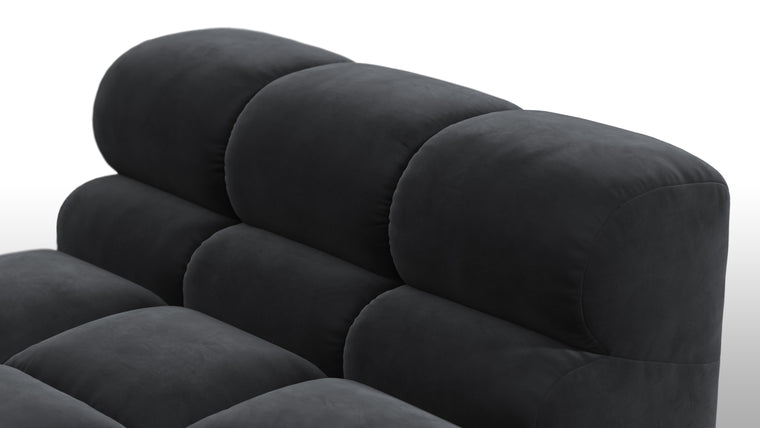 SUPERIOR COMFORT | Designed with the easy-going, informal ethos of the 1970s in mind, the Tufty modules are generously proportioned, coming together in a bench-like base with barely-there connections, allowing plenty of room for you to lean back and curl up in comfort.
