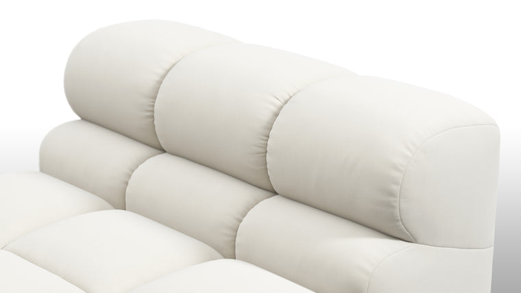 SUPERIOR COMFORT | Designed with the easy-going, informal ethos of the 1970s in mind, the Tufty modules are generously proportioned, coming together in a bench-like base with barely-there connections, allowing plenty of room for you to lean back and curl up in comfort.
