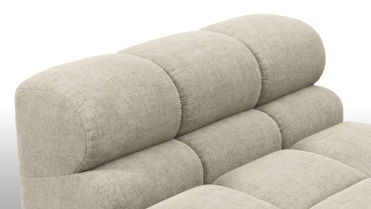 SUPERIOR COMFORT | Designed with the easy-going, informal ethos of the 1970s in mind, the Tufty modules are generously proportioned, coming together in a bench-like base with barely-there connections, allowing plenty of room for you to lean back and curl up in comfort.
