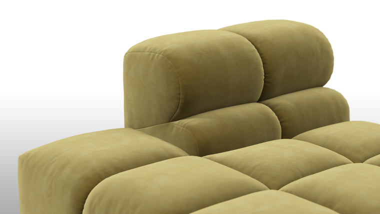 SUPERIOR COMFORT | Designed with the easy-going, informal ethos of the 1970s in mind, the Tufty modules are generously proportioned, coming together in a bench-like base with barely-there connections, allowing plenty of room for you to lean back and curl up in comfort.

