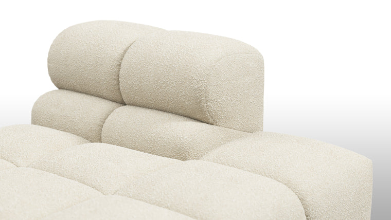 SUPERIOR COMFORT | Designed with the easy-going, informal ethos of the 1970s in mind, the Tufty modules are generously proportioned, coming together in a bench-like base with barely-there connections, allowing plenty of room for you to lean back and curl up in comfort.
