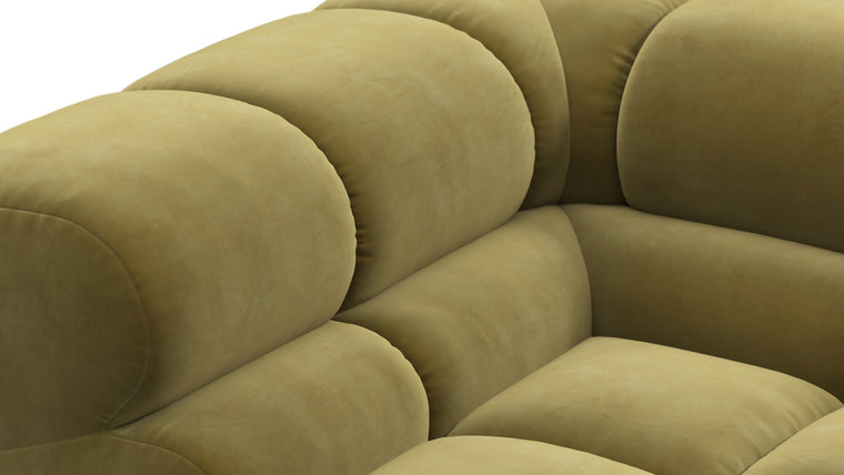 SUPERIOR COMFORT | Designed with the easy-going, informal ethos of the 1970s in mind, the Tufty modules are generously proportioned, coming together in a bench-like base with barely-there connections, allowing plenty of room for you to lean back and curl up in comfort.
