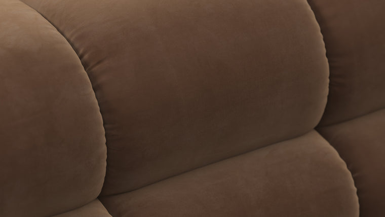 SUPERIOR COMFORT | Designed with the easy-going, informal ethos of the 1970s in mind, the Tufty modules are generously proportioned, coming together in a bench-like base with barely-there connections, allowing plenty of room for you to lean back and curl up in comfort.
