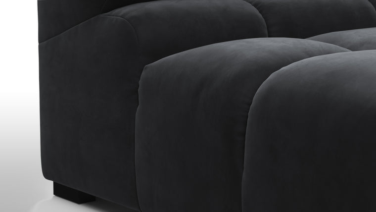 SUPERIOR COMFORT | Designed with the easy-going, informal ethos of the 1970s in mind, the Tufty modules are generously proportioned, coming together in a bench-like base with barely-there connections, allowing plenty of room for you to lean back and curl up in comfort.
