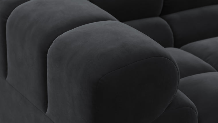 SUPERIOR COMFORT | Designed with the easy-going, informal ethos of the 1970s in mind, the Tufty modules are generously proportioned, coming together in a bench-like base with barely-there connections, allowing plenty of room for you to lean back and curl up in comfort.
