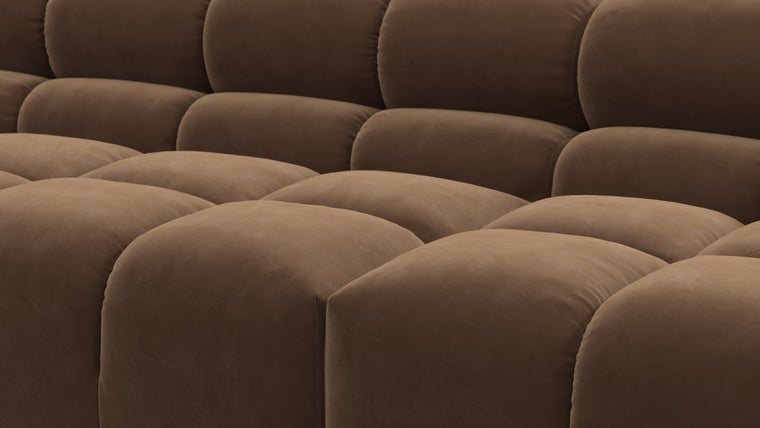 SUPERIOR COMFORT | Designed with the easy-going, informal ethos of the 1970s in mind, the Tufty modules are generously proportioned, coming together in a bench-like base with barely-there connections, allowing plenty of room for you to lean back and curl up in comfort.
