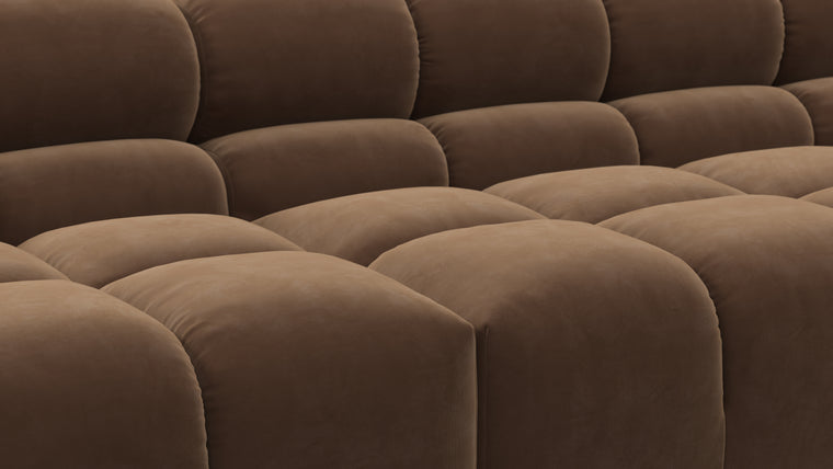 SUPERIOR COMFORT | Designed with the easy-going, informal ethos of the 1970s in mind, the Tufty modules are generously proportioned, coming together in a bench-like base with barely-there connections, allowing plenty of room for you to lean back and curl up in comfort.
