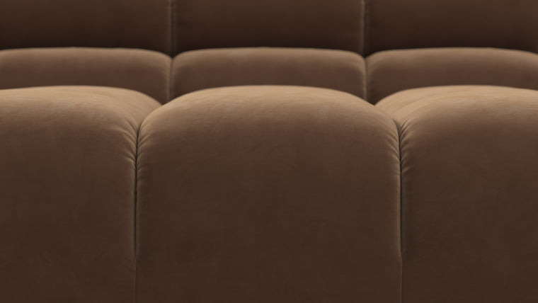 SUPERIOR COMFORT | Designed with the easy-going, informal ethos of the 1970s in mind, the Tufty modules are generously proportioned, coming together in a bench-like base with barely-there connections, allowing plenty of room for you to lean back and curl up in comfort.
