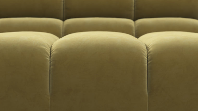 SUPERIOR COMFORT | Designed with the easy-going, informal ethos of the 1970s in mind, the Tufty modules are generously proportioned, coming together in a bench-like base with barely-there connections, allowing plenty of room for you to lean back and curl up in comfort.
