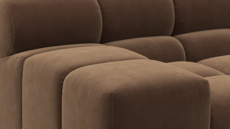 SUPERIOR COMFORT | Designed with the easy-going, informal ethos of the 1970s in mind, the Tufty modules are generously proportioned, coming together in a bench-like base with barely-there connections, allowing plenty of room for you to lean back and curl up in comfort.
