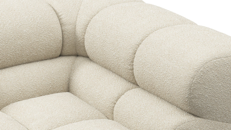 SUPERIOR COMFORT | Designed with the easy-going, informal ethos of the 1970s in mind, the Tufty modules are generously proportioned, coming together in a bench-like base with barely-there connections, allowing plenty of room for you to lean back and curl up in comfort.
