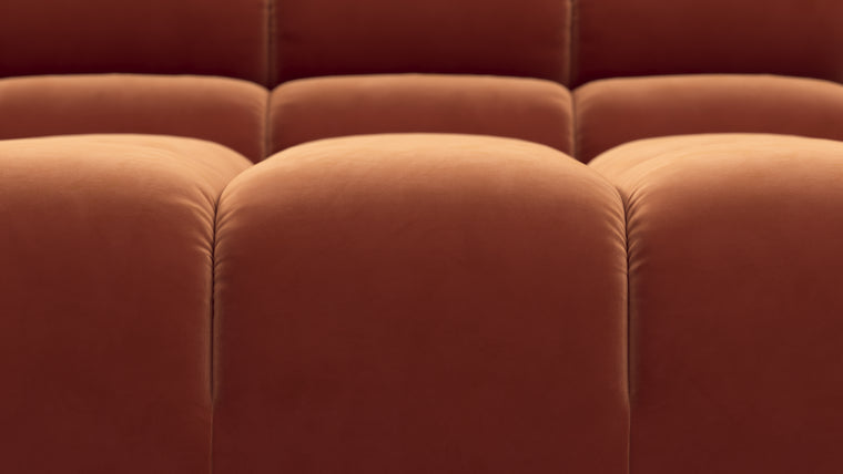 SUPERIOR COMFORT | Designed with the easy-going, informal ethos of the 1970s in mind, the Tufty modules are generously proportioned, coming together in a bench-like base with barely-there connections, allowing plenty of room for you to lean back and curl up in comfort.
