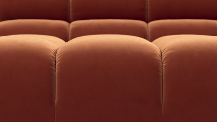 SUPERIOR COMFORT | Designed with the easy-going, informal ethos of the 1970s in mind, the Tufty modules are generously proportioned, coming together in a bench-like base with barely-there connections, allowing plenty of room for you to lean back and curl up in comfort.
