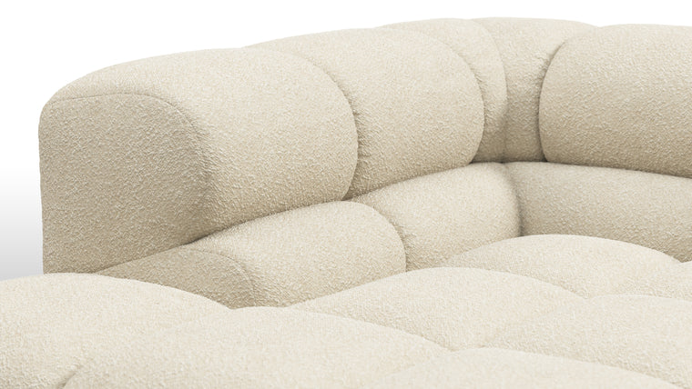 SUPERIOR COMFORT | Designed with the easy-going, informal ethos of the 1970s in mind, the Tufty modules are generously proportioned, coming together in a bench-like base with barely-there connections, allowing plenty of room for you to lean back and curl up in comfort.
