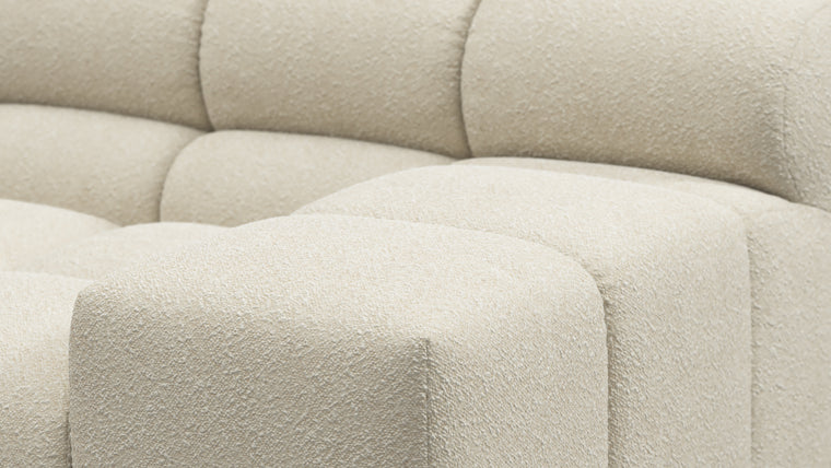 SUPERIOR COMFORT | Designed with the easy-going, informal ethos of the 1970s in mind, the Tufty modules are generously proportioned, coming together in a bench-like base with barely-there connections, allowing plenty of room for you to lean back and curl up in comfort.
