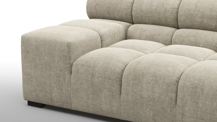 SUPERIOR COMFORT | Designed with the easy-going, informal ethos of the 1970s in mind, the Tufty modules are generously proportioned, coming together in a bench-like base with barely-there connections, allowing plenty of room for you to lean back and curl up in comfort.
