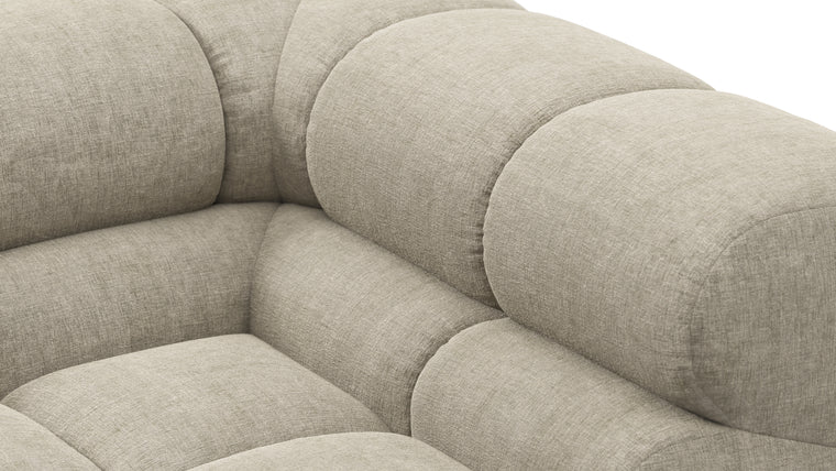 SUPERIOR COMFORT | Designed with the easy-going, informal ethos of the 1970s in mind, the Tufty modules are generously proportioned, coming together in a bench-like base with barely-there connections, allowing plenty of room for you to lean back and curl up in comfort.
