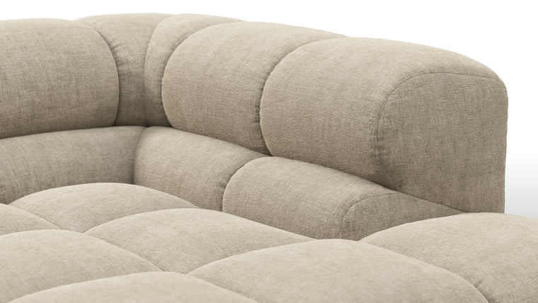 SUPERIOR COMFORT | Designed with the easy-going, informal ethos of the 1970s in mind, the Tufty modules are generously proportioned, coming together in a bench-like base with barely-there connections, allowing plenty of room for you to lean back and curl up in comfort.

