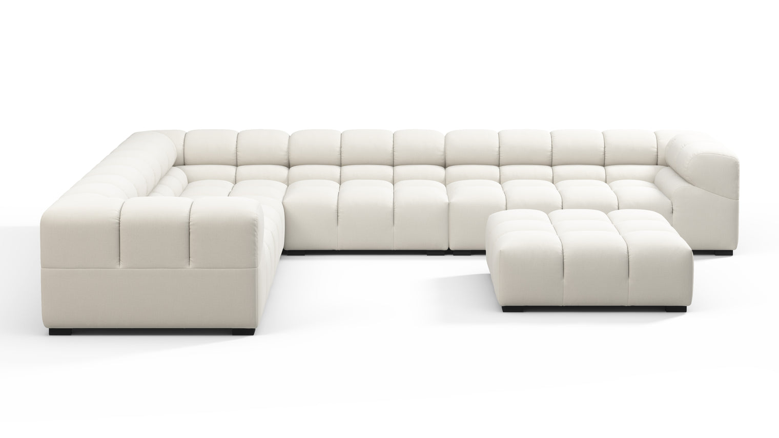 SUPERIOR COMFORT | Designed with the easy-going, informal ethos of the 1970s in mind, the Tufty modules are generously proportioned, coming together in a bench-like base with barely-there connections, allowing plenty of room for you to lean back and curl up in comfort.
