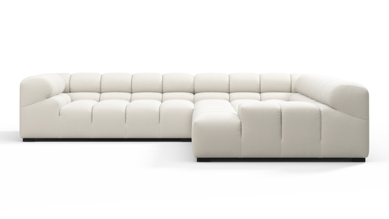 SUPERIOR COMFORT | Designed with the easy-going, informal ethos of the 1970s in mind, the Tufty modules are generously proportioned, coming together in a bench-like base with barely-there connections, allowing plenty of room for you to lean back and curl up in comfort.
