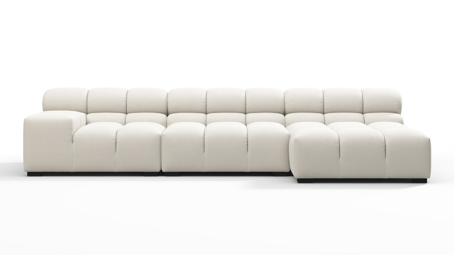 SUPERIOR COMFORT | Designed with the easy-going, informal ethos of the 1970s in mind, the Tufty modules are generously proportioned, coming together in a bench-like base with barely-there connections, allowing plenty of room for you to lean back and curl up in comfort.
