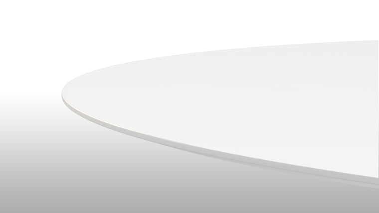 LACQUERED FOR LONGEVITY | This stylish iteration of the Aarhus Dining Table is handcrafted from only the finest materials, including a stunning white lacquer tabletop that’s just as beautiful as it is functional.
