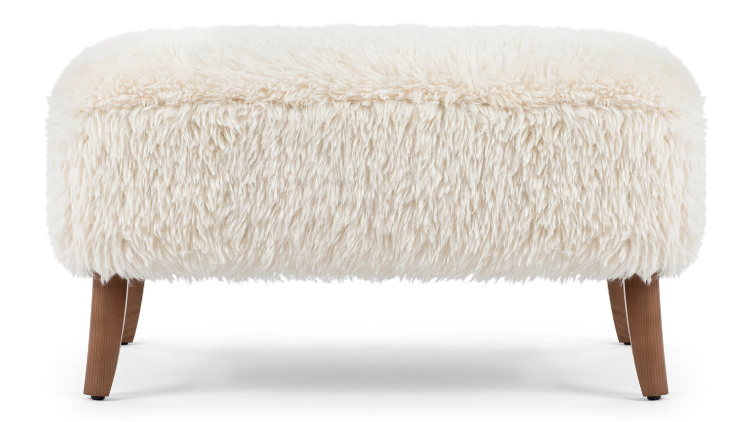 Cabana - Cabana Ottoman, White Long Hair Sherpa and Walnut