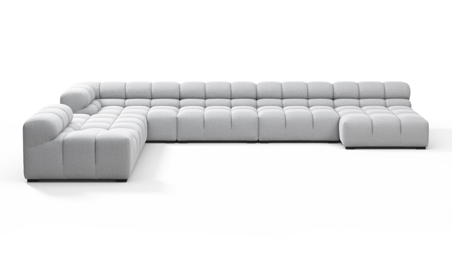 SUPERIOR COMFORT | Designed with the easy-going, informal ethos of the 1970s in mind, the Tufty modules are generously proportioned, coming together in a bench-like base with barely-there connections, allowing plenty of room for you to lean back and curl up in comfort.
