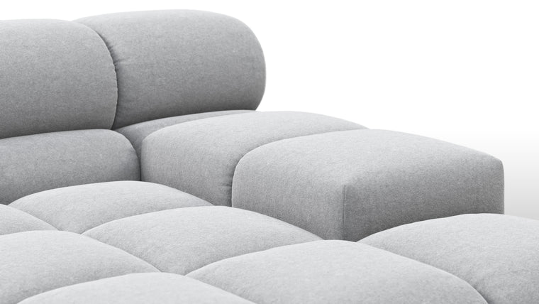 SUPERIOR COMFORT | Designed with the easy-going, informal ethos of the 1970s in mind, the Tufty modules are generously proportioned, coming together in a bench-like base with barely-there connections, allowing plenty of room for you to lean back and curl up in comfort.
