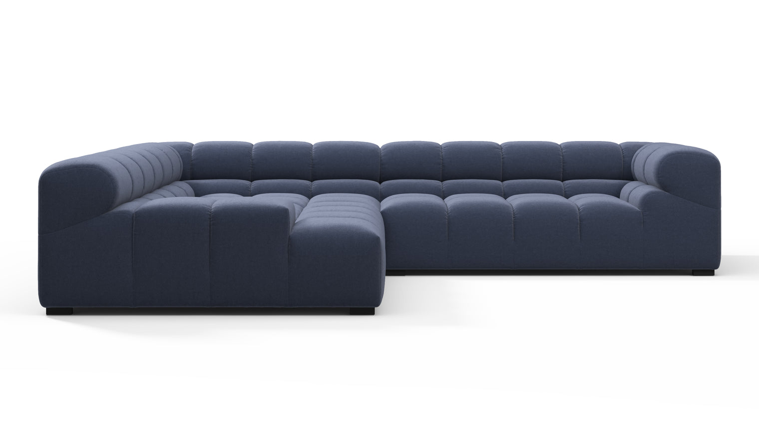 SUPERIOR COMFORT | Designed with the easy-going, informal ethos of the 1970s in mind, the Tufty modules are generously proportioned, coming together in a bench-like base with barely-there connections, allowing plenty of room for you to lean back and curl up in comfort.
