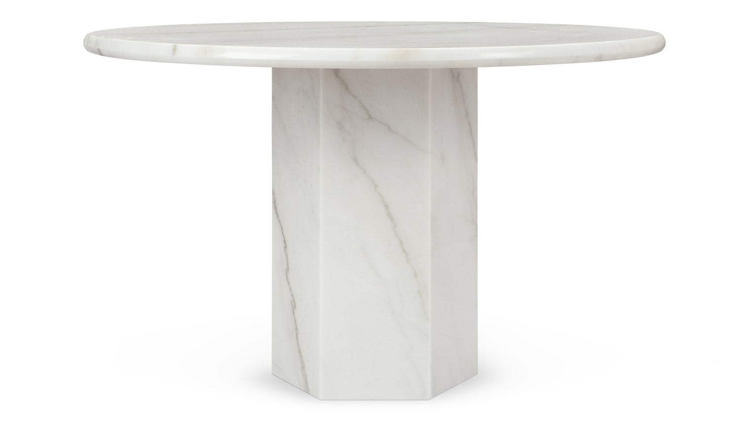 Saga - Saga Round Pedestal Dining Table, Fiore Bianco Marble, 47in