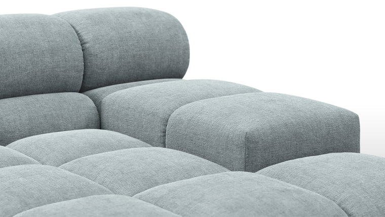 SUPERIOR COMFORT | Designed with the easy-going, informal ethos of the 1970s in mind, the Tufty modules are generously proportioned, coming together in a bench-like base with barely-there connections, allowing plenty of room for you to lean back and curl up in comfort.
