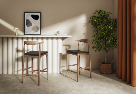 Elbow - Elbow Counter Stool, Walnut, Wide Version