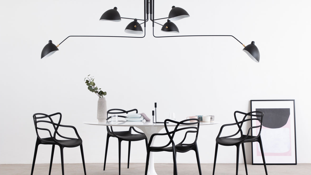 Mouille Ceiling - Mouille Ceiling Light, Six Arms, Black, W110 in