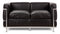 Corbusier - Corbusier Petit Modele Two Seater Sofa, Midnight Black Premium Leather