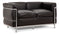 Corbusier - Corbusier Petit Modele Two Seater Sofa, Midnight Black Premium Leather