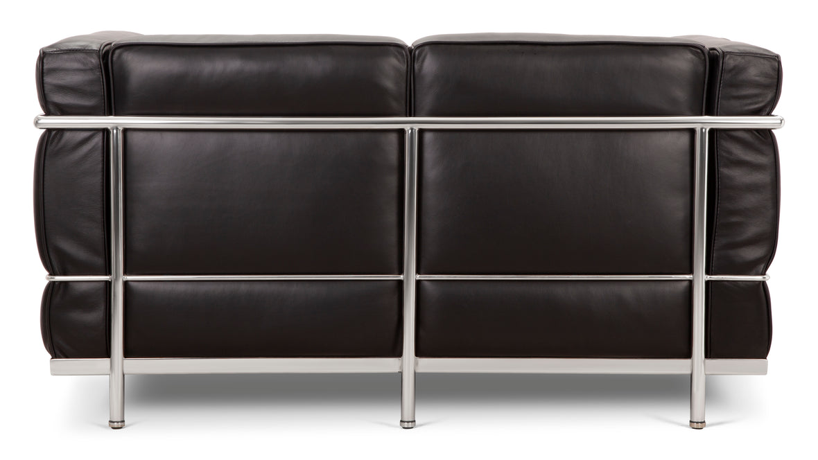 Corbusier - Corbusier Petit Modele Two Seater Sofa, Midnight Black Premium Leather