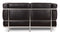 Corbusier - Corbusier Petit Modele Two Seater Sofa, Midnight Black Premium Leather