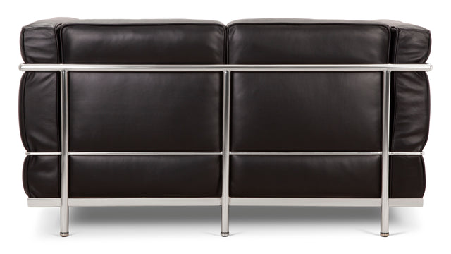 Corbusier - Corbusier Petit Modele Two Seater Sofa, Midnight Black Premium Leather
