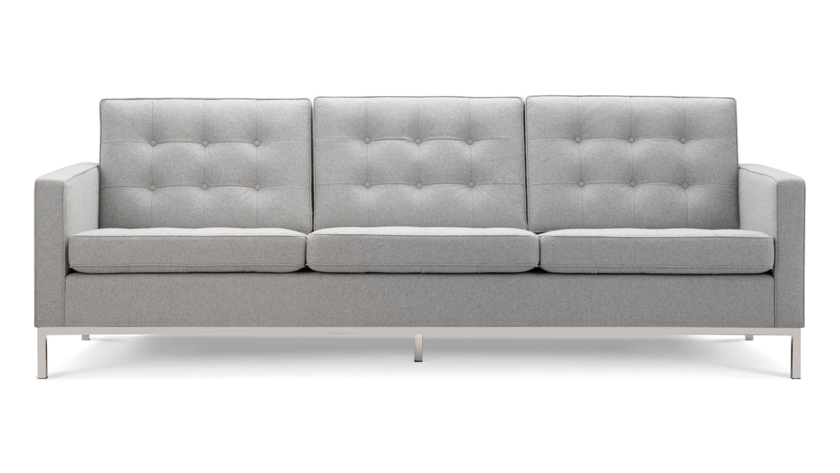 Florence - Florence Three Seater Sofa, Light Gray Wool