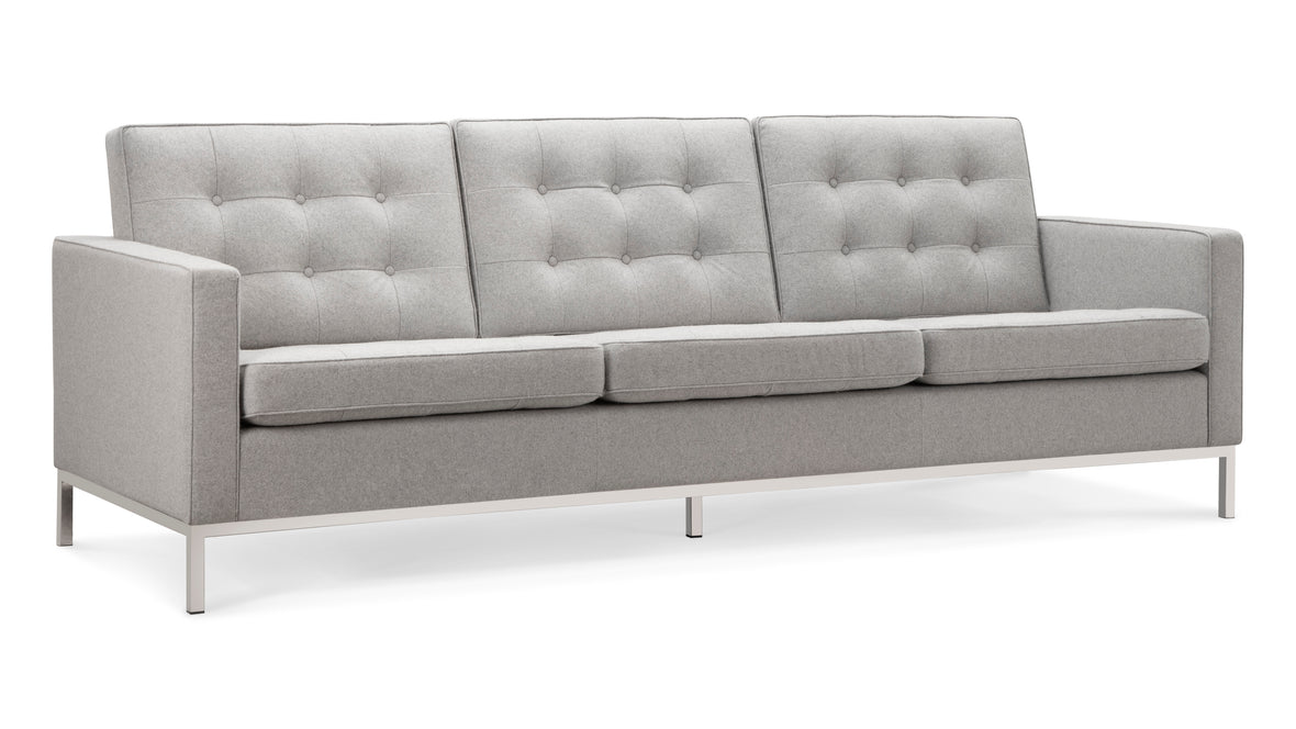 Florence - Florence Three Seater Sofa, Light Gray Wool