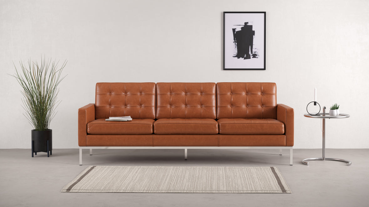 Florence - Florence Three Seater Sofa, Tan Premium Leather