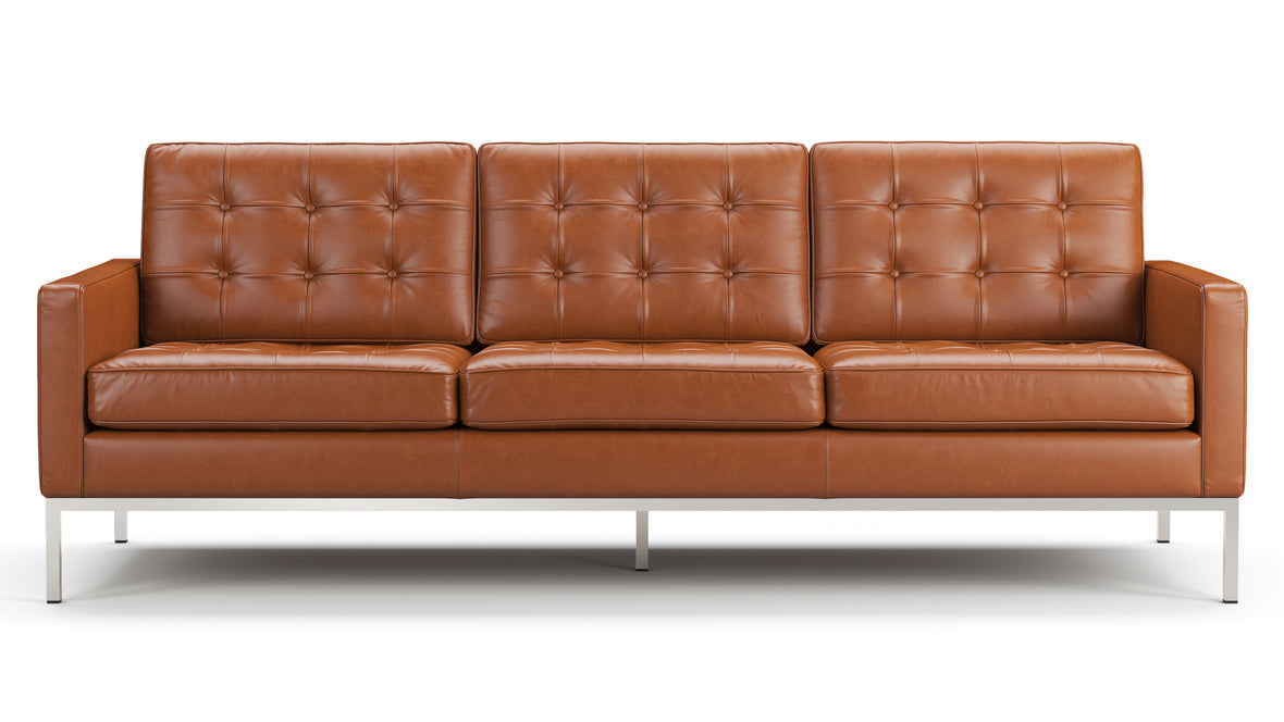 Florence - Florence Three Seater Sofa, Tan Premium Leather