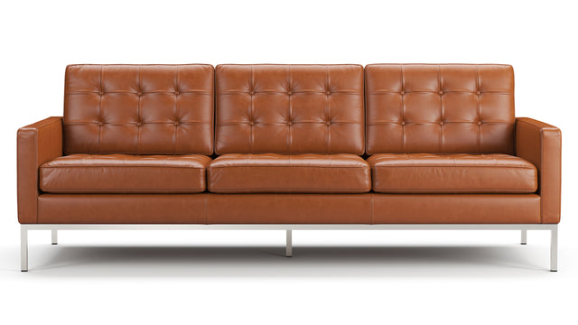 Florence - Florence Three Seater Sofa, Tan Premium Leather