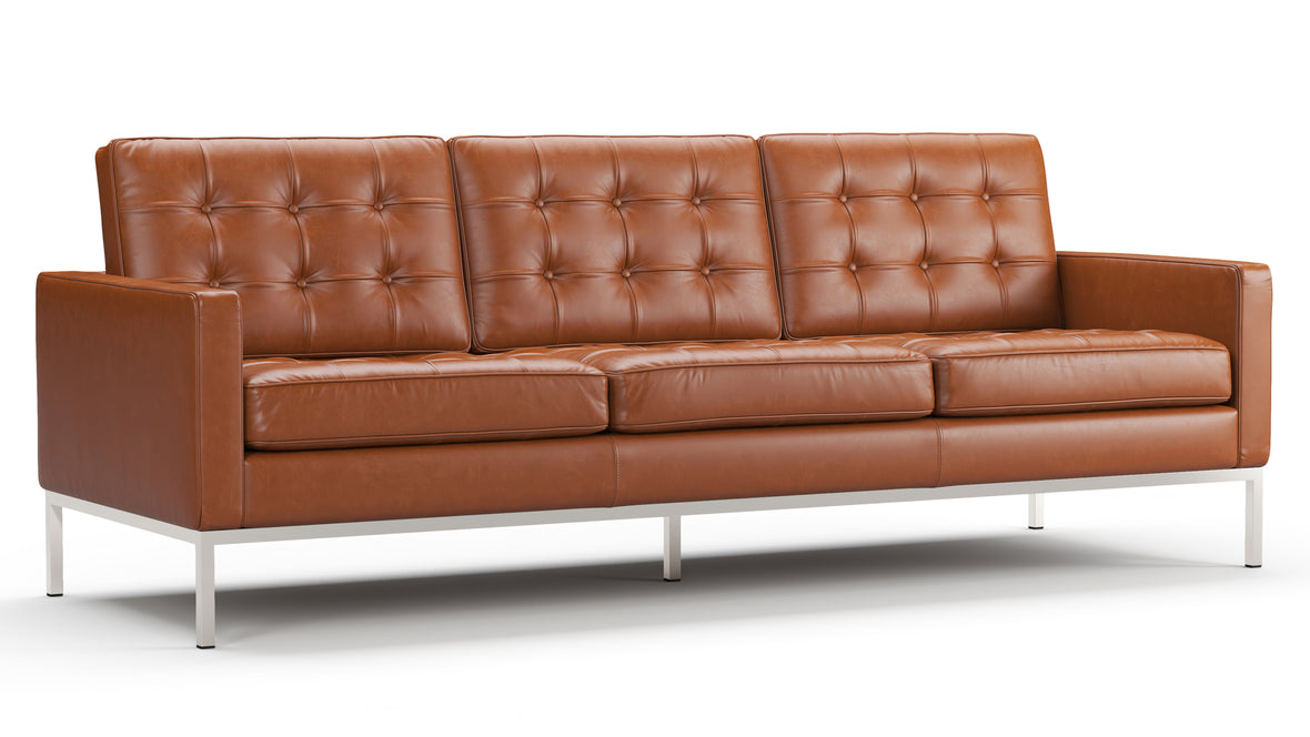Florence - Florence Three Seater Sofa, Tan Premium Leather