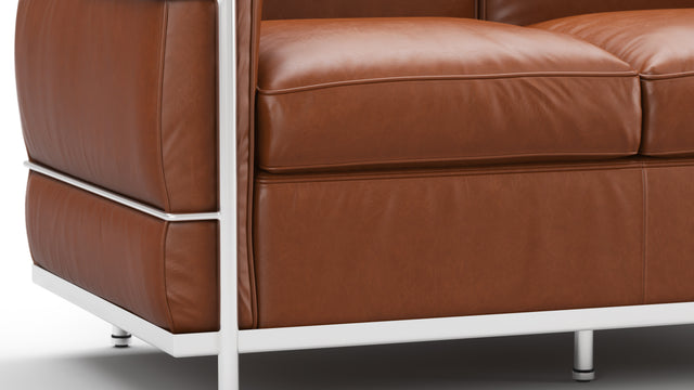 Corbusier - Corbusier Petit Modele Two Seater Sofa, Tan Premium Leather