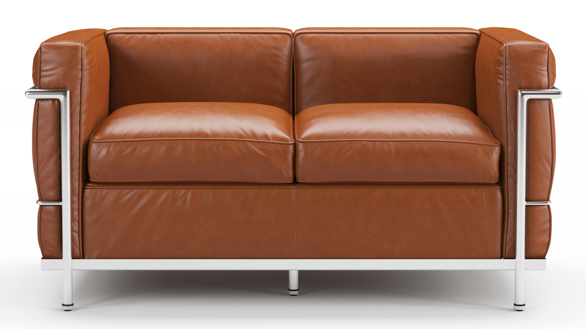 Corbusier - Corbusier Petit Modele Two Seater Sofa, Tan Premium Leather