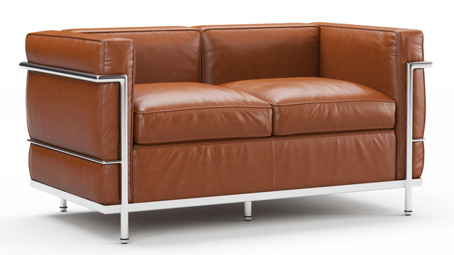 Corbusier - Corbusier Petit Modele Two Seater Sofa, Tan Premium Leather